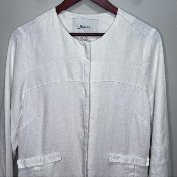 Malvin Linen White Button up Lightweight Jacket Size Medium - Picture 2 of 14